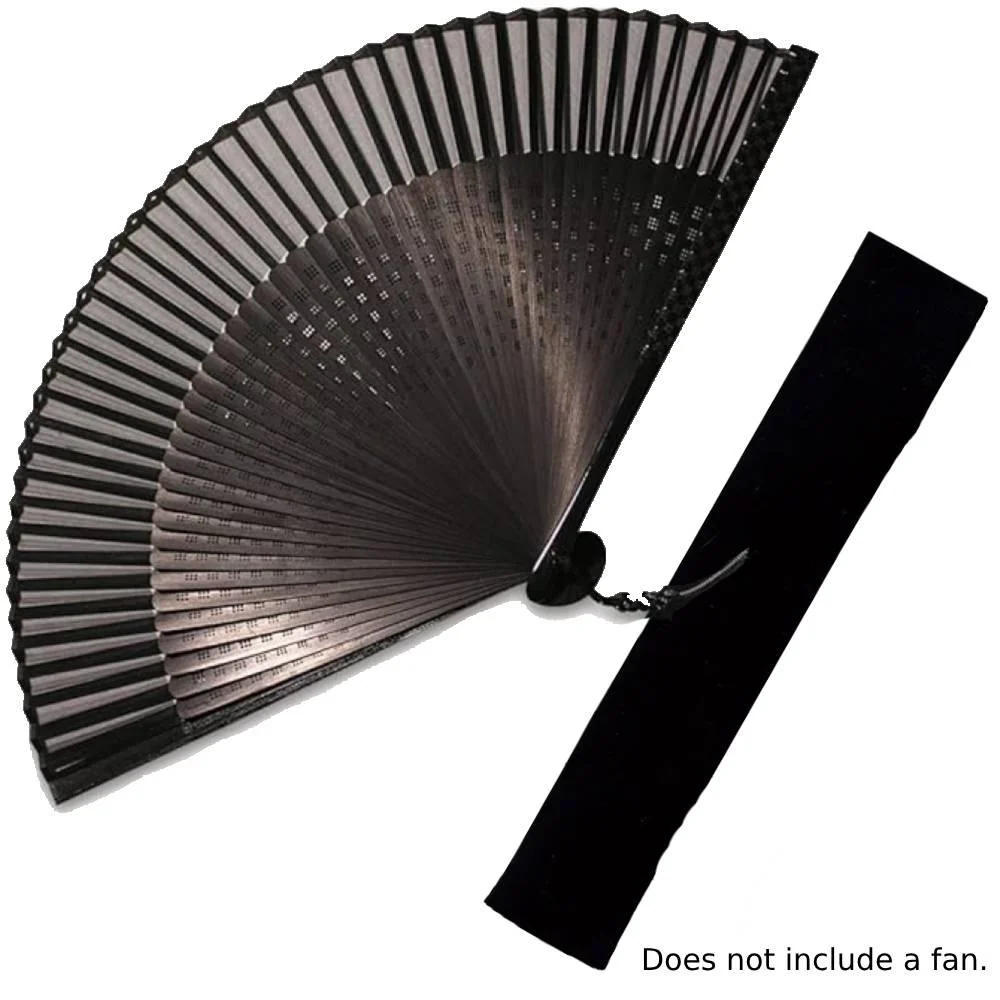 Yamani Black Japanese Sensu Case Folding Fan Cloth Bag 24cm - Image 3