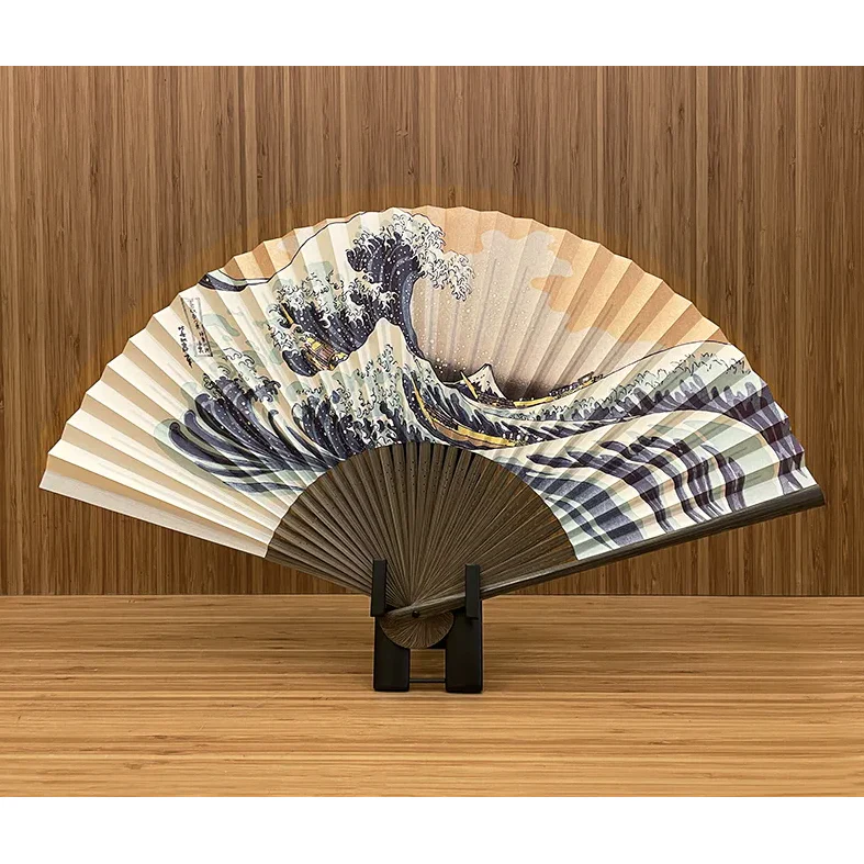 Yamani Seigaiha Wave Pattern Large Japanese Sensu Folding Fan 25.5cm - Image 3